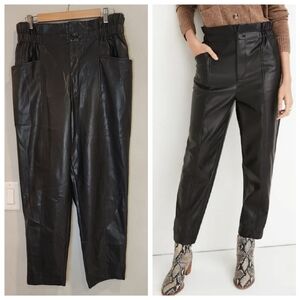 Madewell Black Vegan Leather Pull-On Paperbag Pants Size 12